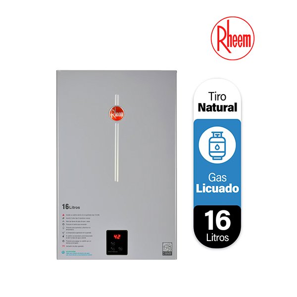 Calefon Digital 16 Litros Gas Licuado Tiro Natural Rheem 1 Calefon 16 Litros Tiro natural gas licuado rheem