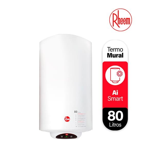 Termo Eléctrico Mural 80 Litros Rheem 220V 1,5Kw 1 termo electrico digital rheem 80 litros